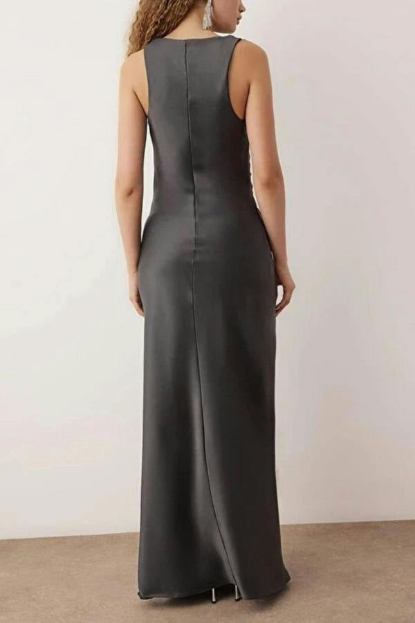 WOVCOR Satin Maxi Evening Dress