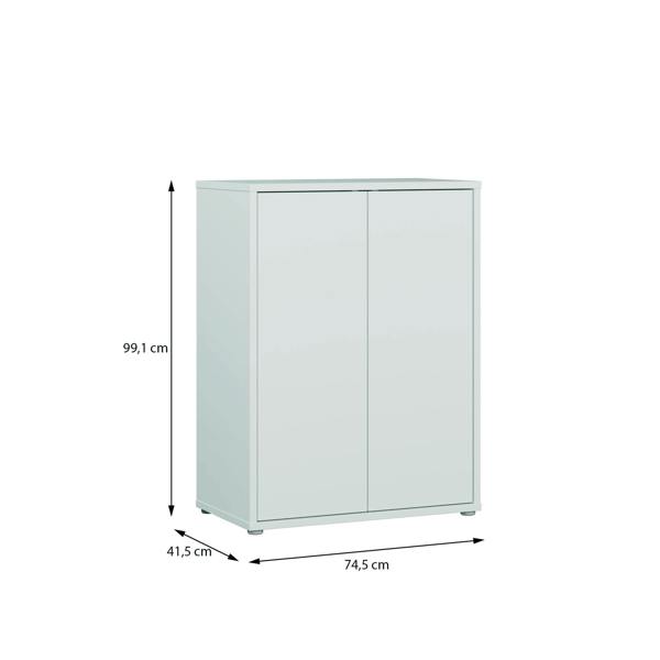 Furniture To Go Alice Springs Tall 2 Door Cupboard with Push-to-Open Doors in Light Grey
