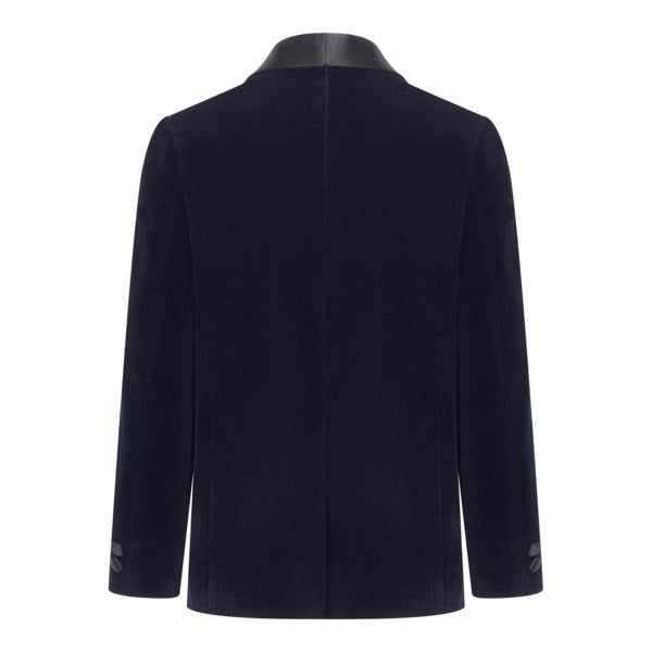 rear of velour tuxedo jacket
