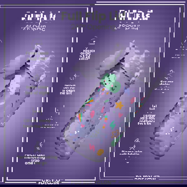 ION8 Leak Proof Kids Water Bottle, Recyclon, Purple Unicorns, 350ml (12oz)