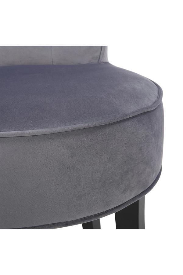 Living and Home Grey Modern Velvet Upholstered Dressing Footstool with Black Legs