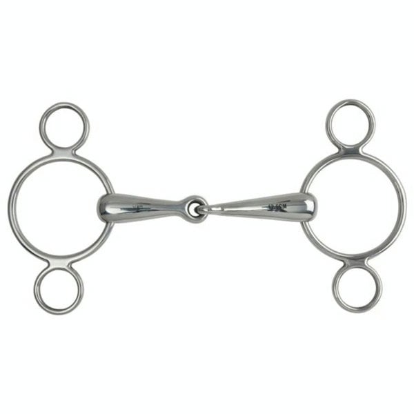 Shires Hollow Mouth Horse 2 Ring Gag Bit - Light Steel