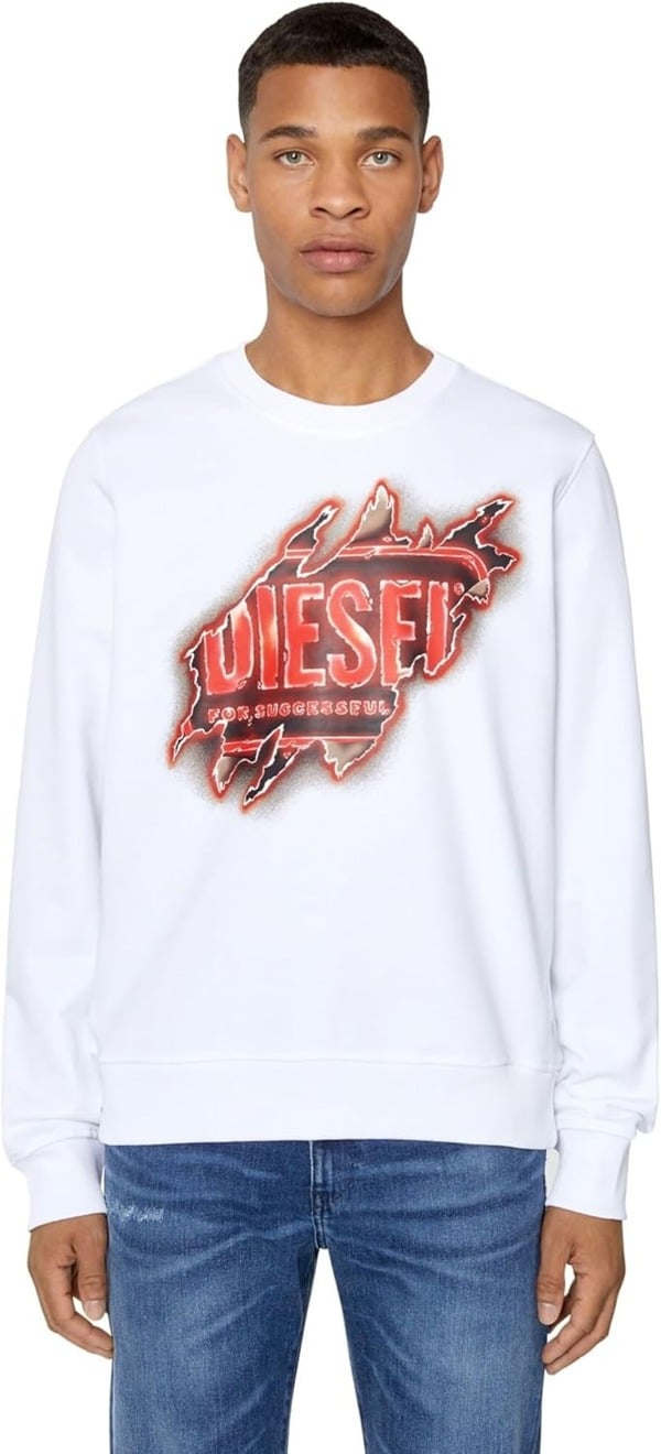 Diesel Peel Effect Logo Sweatshirt - White