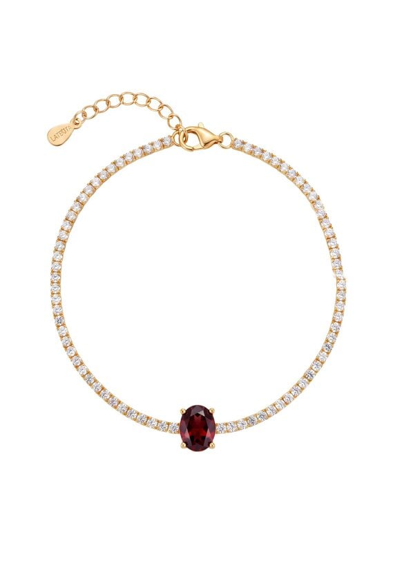 Latelita Garbo Oval Gemstone Tennis Bracelet Ruby Gold