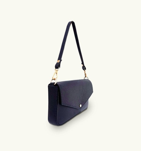 Apatchy London The Munro Leather Shoulder Bag - Navy