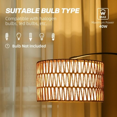 Wyld Haus Limo Natural Rattan Black Metal Adjustable Floor Lamp With Dual Layer Shade