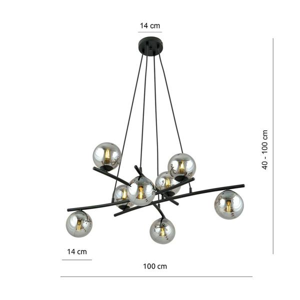 Emibig ESSA Pendant lamp 8 x E14 Black with Graphite Shade
