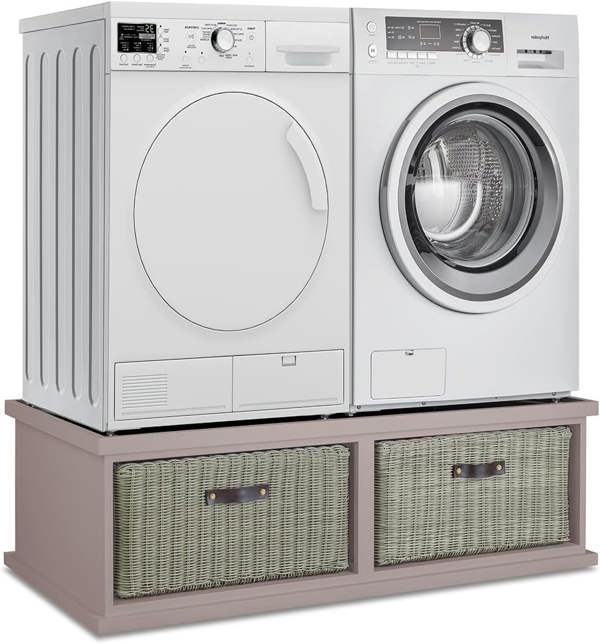 Statement Furniture Tetbury Washing Machine and Dryer Stand, Double Appliance Pedestal with Storage