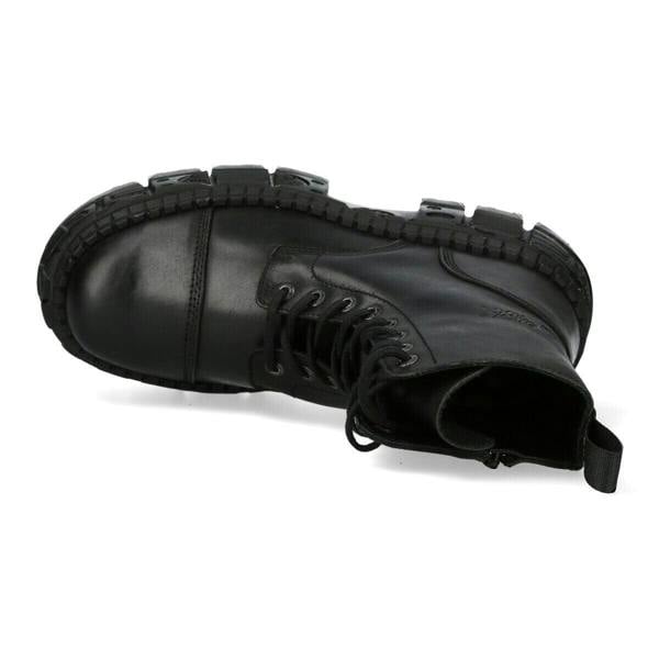New Rock Black Goth Leather Boots-WALL083C-S5