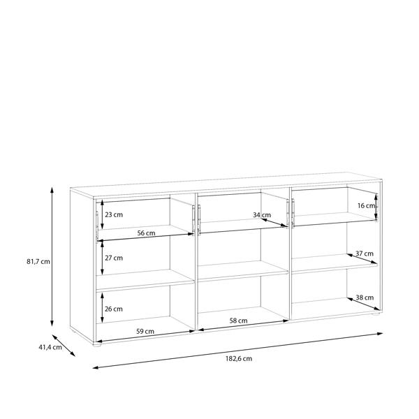 Furniture To Go Orkney 3 Drawer Sideboard with 3 Doors in Mauvella Oak