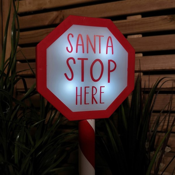 Samuel Alexander 55cm Battery Operated Light up Santa Stop Here LED Christmas Sign
