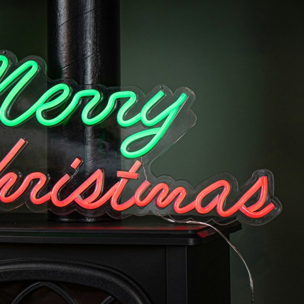 Samuel Alexander 50cm Light up Merry Christmas Neon Flex Sign in Green and Red