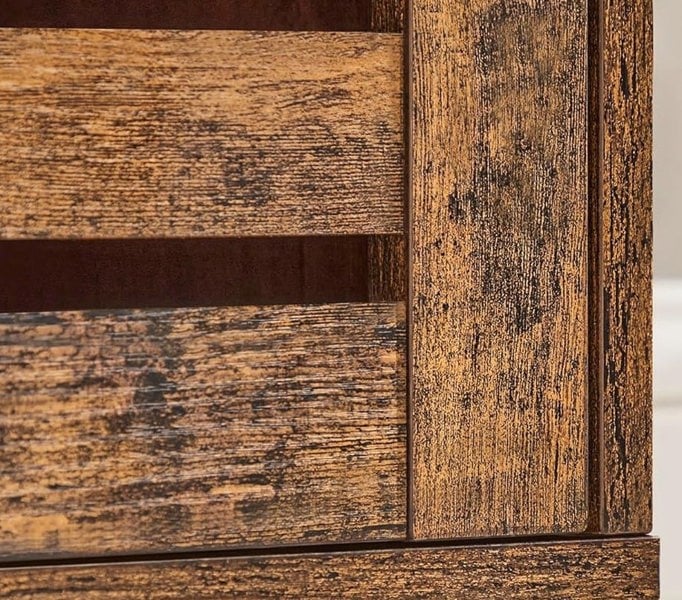 Modcraft Rustic Brown Floor Cabinet with Door & Open Shelves, Adjustable Storage, 167cm Tall