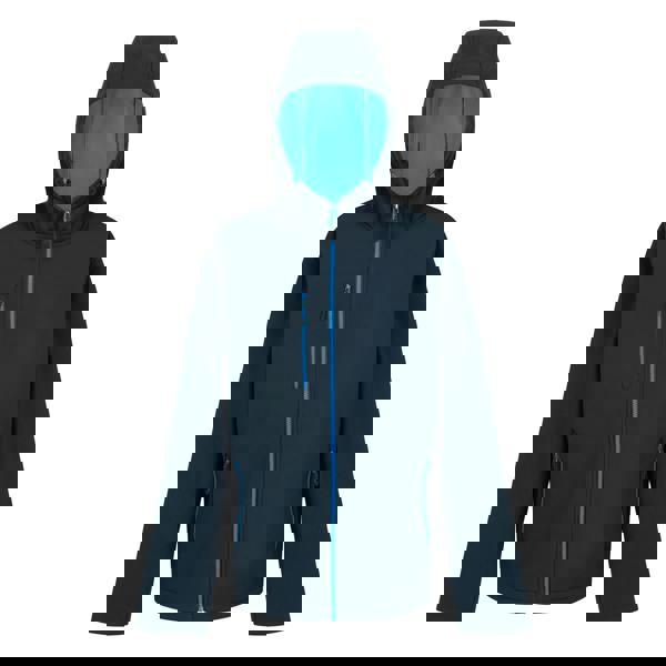 Regatta Mens Navigate Double Layered Hooded Soft Shell Jacket - Navy/French Blue - 