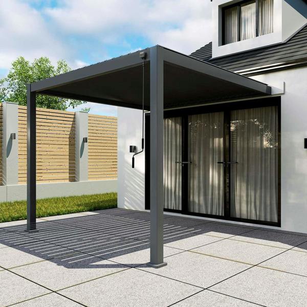 Ocean Designs Tivoli 3.6m x 3m Grey Frame Wall Mounted Pergola