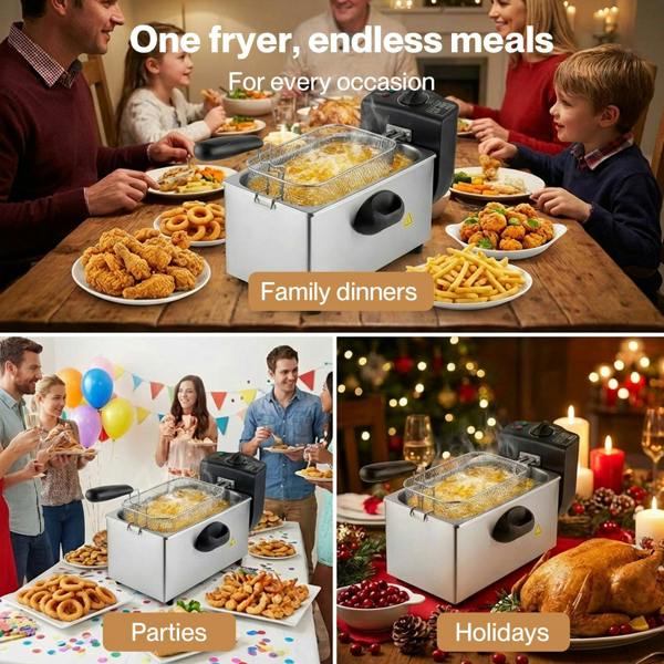 Spector Deep Fat Fryer 3L Electrical Stainless Steel Removable Frying Basket