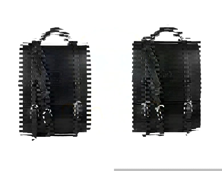 Leather Briefcase in Cuoio Black Mod 119
