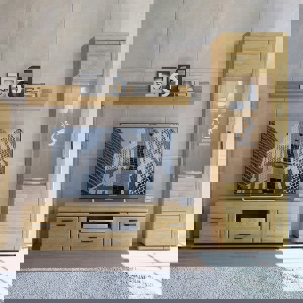 Furniture To Go Cortina Tall glazed display cabinet (LH) in Grandson Oak