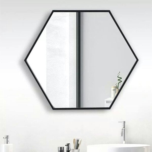 Living and Home Wall Mounted Modern Hexagon Vanity Mirror for Living Room Bathroom