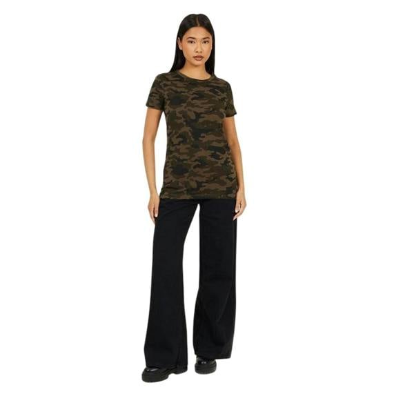 Brave Soul Womens/Ladies Camo Crew Neck T-Shirt - Green - 