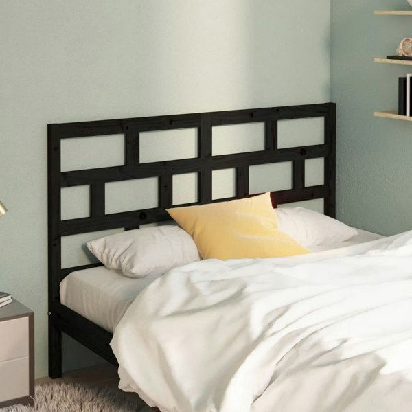 Berkfield Bed Headboard Black 141x4x100 cm Solid Wood Pine