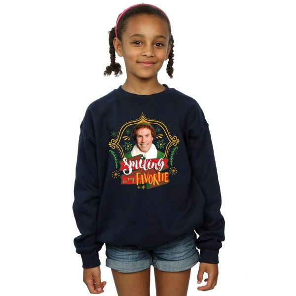 Elf Girls Buddy Smiling Sweatshirt - Navy Blue