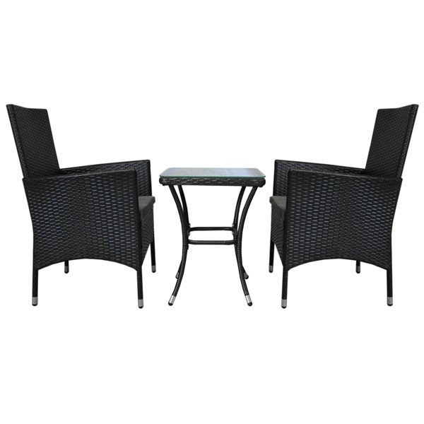 Jardi Rattan Bistro Set Black