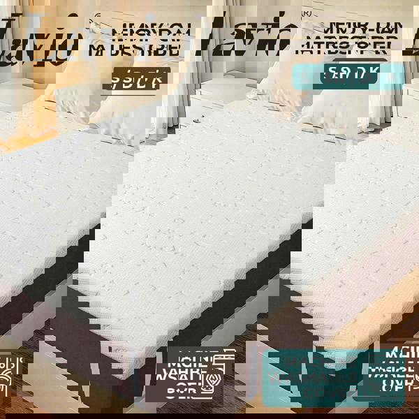 Lavio Mattress Topper Memory Foam Cooling Bamboo 2 Layer Single Double King 5cm