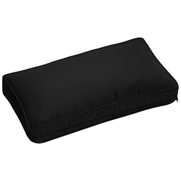 Black rectangular seat cushion cover with zipper closure and stitched center panel