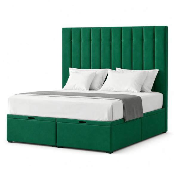 Great British Beds Montgomery Divan Ottoman Bed - Green Plush