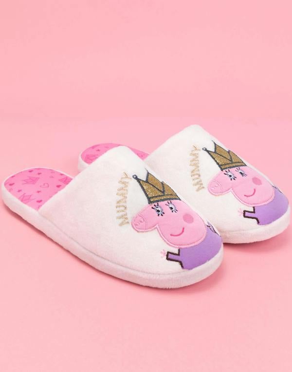 Peppa Pig Womens White Mummy Pig Mule Slippers