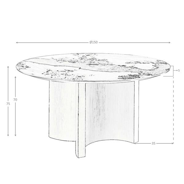 Angel Cerdá Round dining table in porcelain marble, walnut and silver-coloured wood 1148