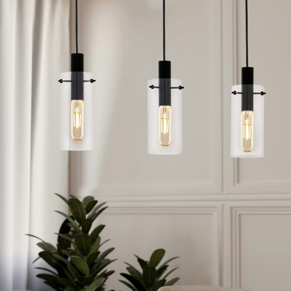 EGLO Montefino Industrial Black Steel 3 Pendant Light WBS