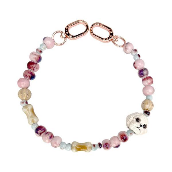 Nimmy Friends Nimmy Big Eye Cute Pet Bischon Fraise Dog Mobile Phone Chain Bag Charm Ceramic Bracelet Pink - N-XDY-SL-02