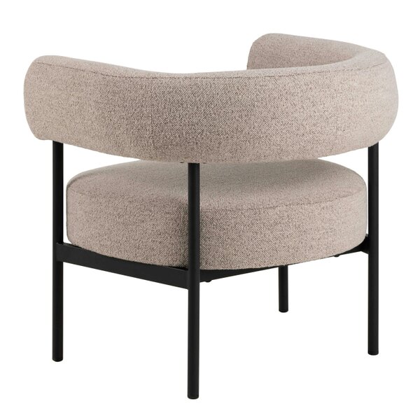 Wyld Haus Ostrava Beige Boucle Lounge Accent Chair Black Metal Legs