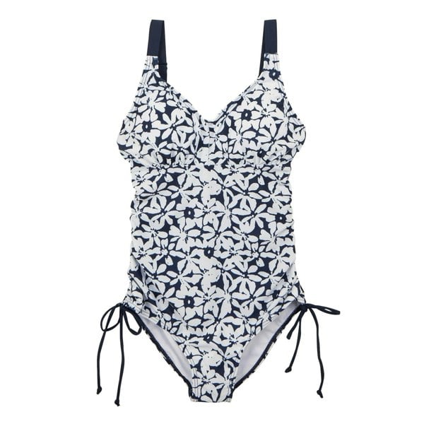 Regatta Womens Alinae Large Floral One Piece Swimsuit - Navy/White
