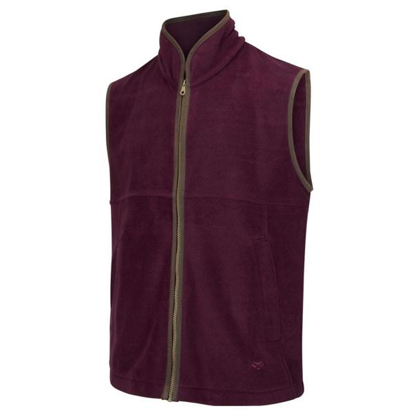 Hoggs of Fife Stenton fleece gilet in merlot, warm breathable layer for farmers and field sports