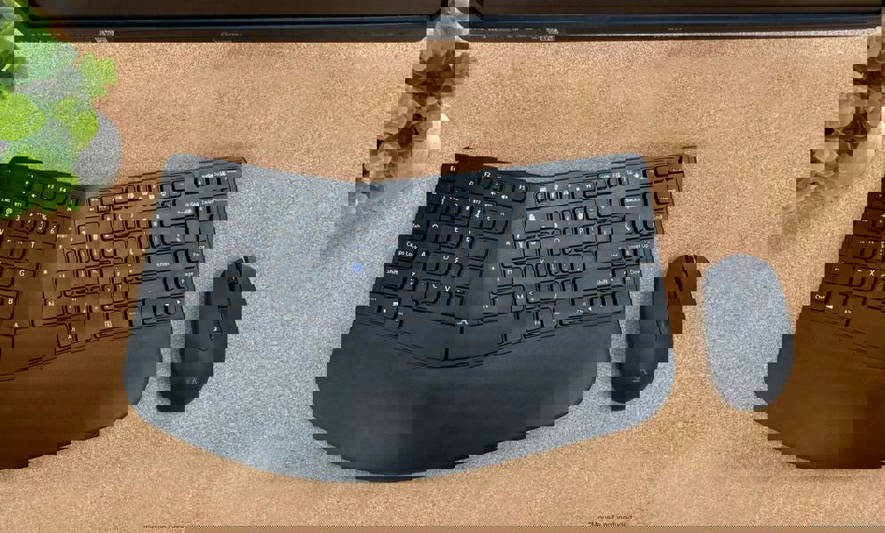 Accuratus Contour Multidevice Wireless - Bluetooth & RF Wireless Sculptured Ergonomic Split Key Multimedia Keyboard with Reverse Tilt