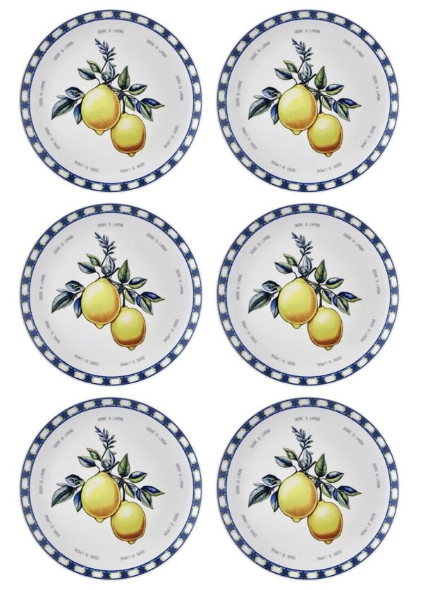 Rozi Odore Di Limone Collection Dinner Plates, Set of 6