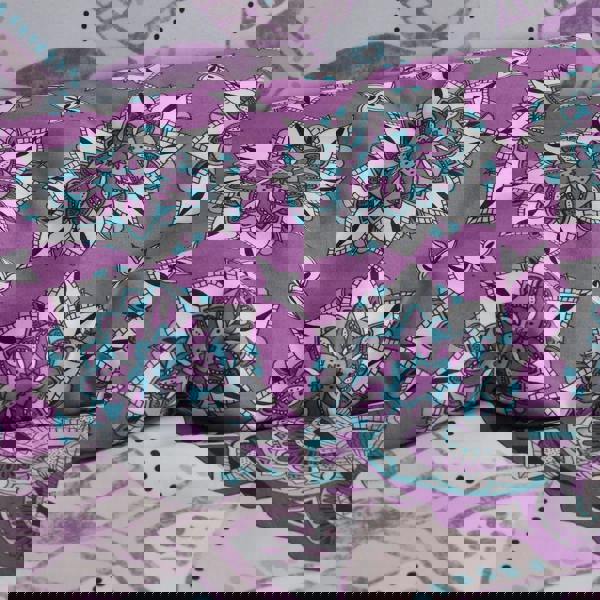 Smart Living Reversible Polycotton Elephant Mandala Duvet Cover and Pillowcase Set - Purple