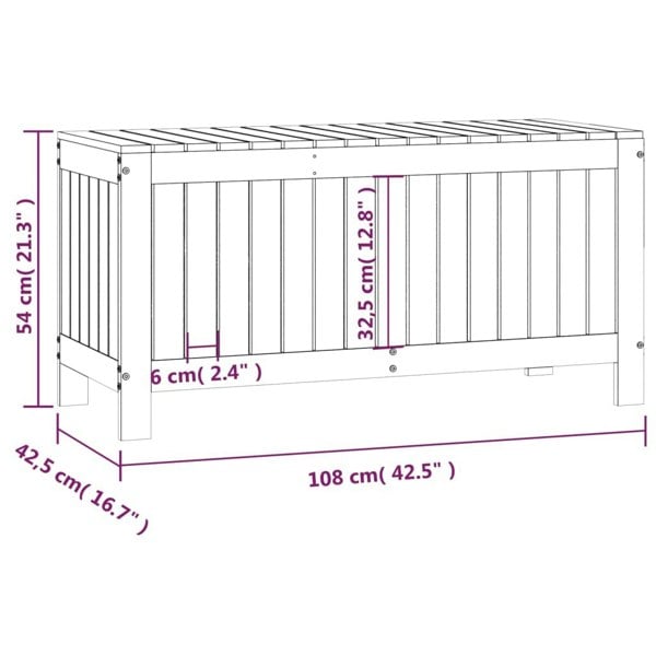Berkfield Garden Storage Box Grey 108x42.5x54 cm Solid Wood Pine