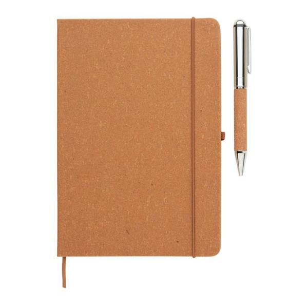 MidOcean Eleganote Leather Notebook & Pen - Beige - 