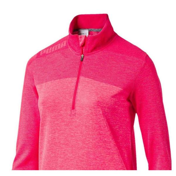 Puma Womens/Ladies Seamless Quarter Zip Golf Fleece Top - Pink - 