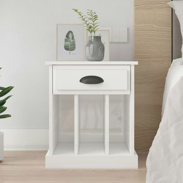 Berkfield Bedside Cabinet High Gloss White 43x36x50 cm