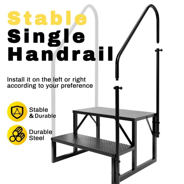 RV Step Stool, 2 Step Ladder, Hot Tub Steps with Handrail, Portable Pool Ladder, 660Lbs Heavy Duty Ladder Shelf Outdoor Mobile Home Stairs for Camper/Porch/SPA Pool/Pet Stairs 
