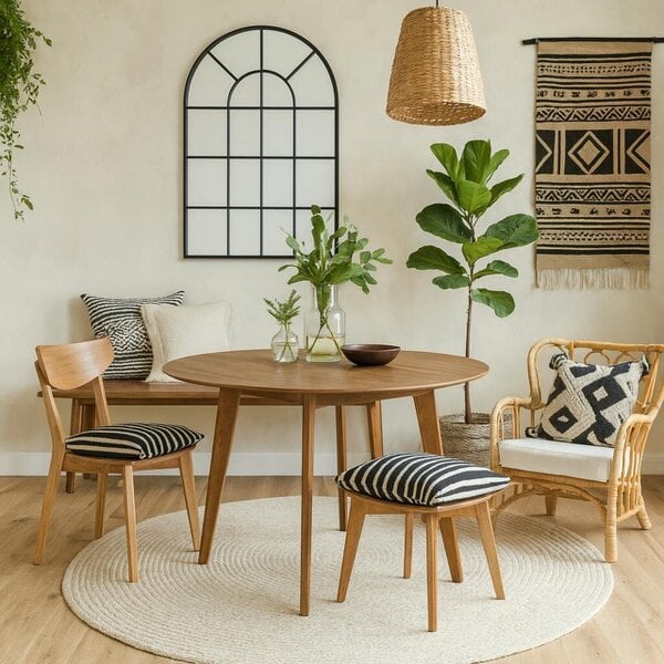 Wyld Haus Saffron Round Walnut Wood Effect Dining Table
