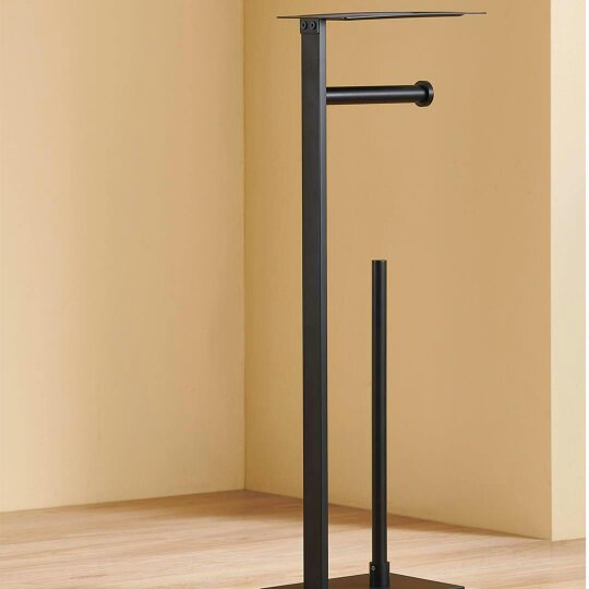 Havendro Toilet Paper Holder With Top Shelf Freestanding Black Weighted Base