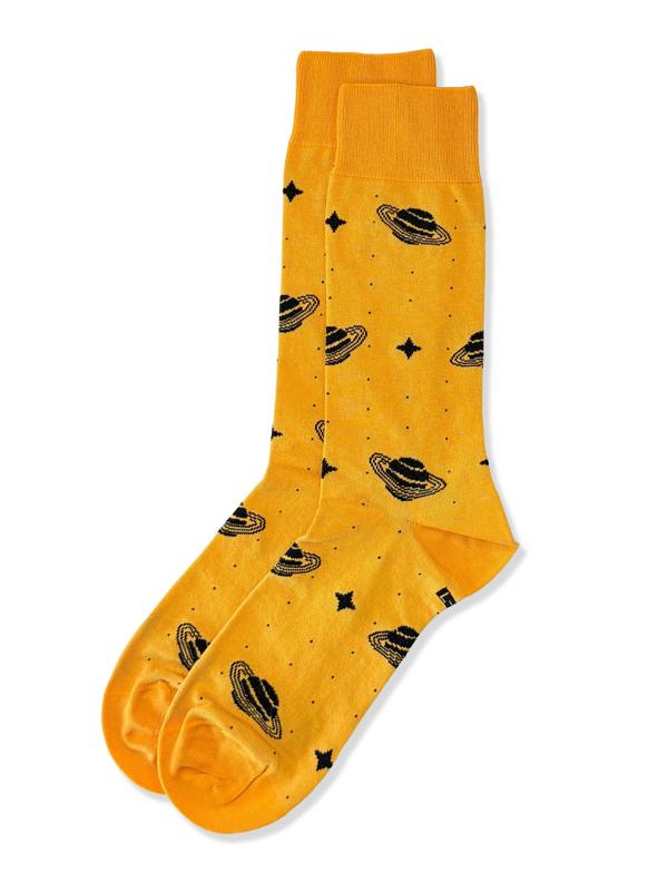 Jemsox Space & Planets Design Socks | Cosmic Yellow Novelty Socks