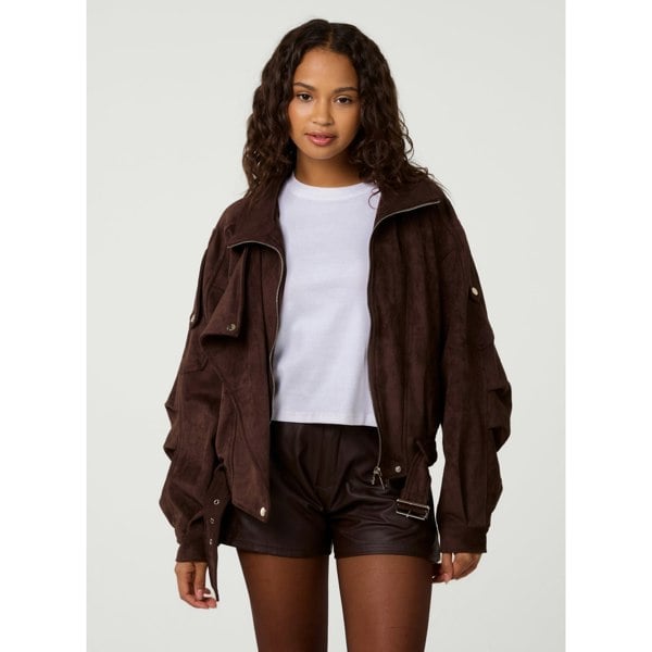 Pink Vanilla Faux Suede Oversized Jacket