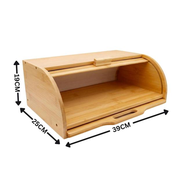 Maison des Cadeaux Bamboo Bread Box with Slide-Out Chopping Board